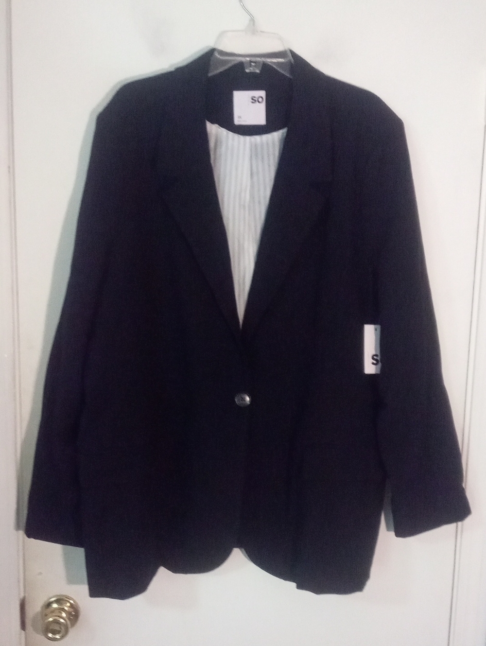 SO Black Single-Button Blazer with Notch Lapel 3X Plus Size NWT $49.99